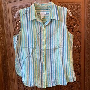 EUC Silk and cotton Liz Claiborne sleeveless button-down shirt